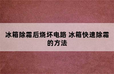 冰箱除霜后烧坏电路 冰箱快速除霜的方法